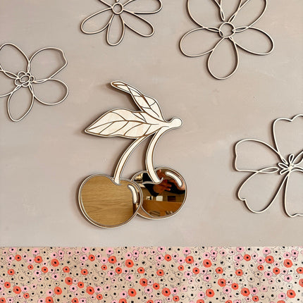 Kids Room Cherry Mirror – Child-Friendly Acrylic & Wood