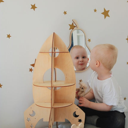 Kids Room Pear Mirror – Child-Friendly Acrylic & Wood