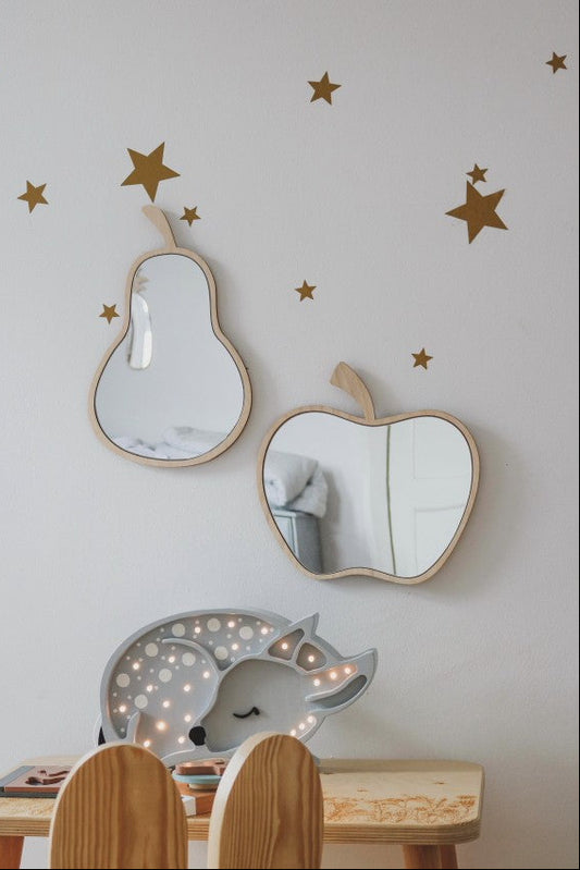 Kids Room Pear Mirror – Child-Friendly Acrylic & Wood