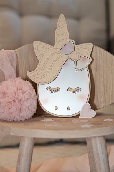 Kids Room Unicorn Mirror – Child-Friendly Acrylic & Wood - LoveStyle World