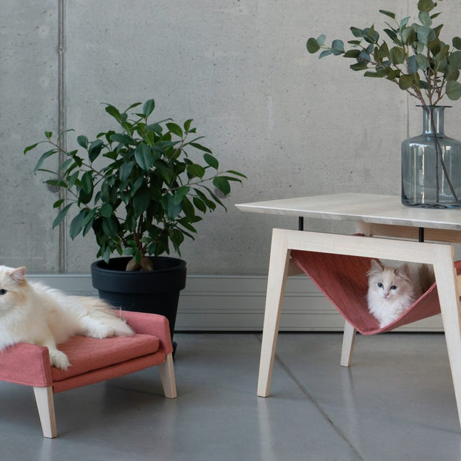 Kikko Table & Lulu Bed for Cat - Raspberry - LoveStyle World