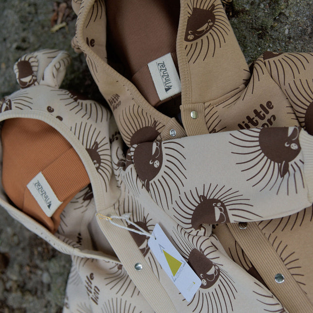 Eared Jumpsuit for Babies and Kids - Lion on Cacao - LoveStyle World