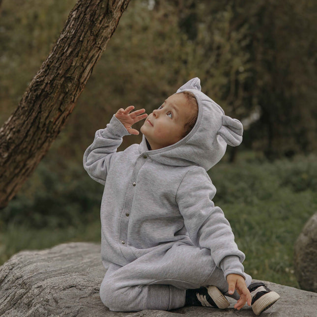 Eared Jumpsuit for Babies and Kids - Melange Grey - LoveStyle World