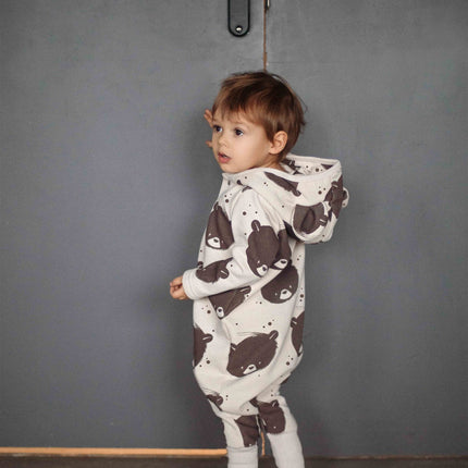 Eared Jumpsuit for Babies and Kids - Beige Bear