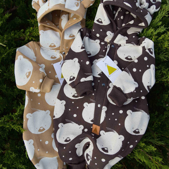 Eared Jumpsuit for Babies and Kids - Chocolate Polar Bear - LoveStyle World