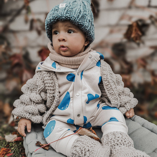 Eared Jumpsuit for Babies and Kids - Blue Hearts - LoveStyle World