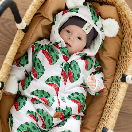 Winter Jumpsuit with Teddy Lining for Babies and Kids - Watermelons