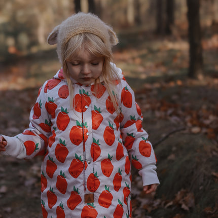 Winter Jumpsuit with Teddy Lining for Babies and Kids - Strawberries