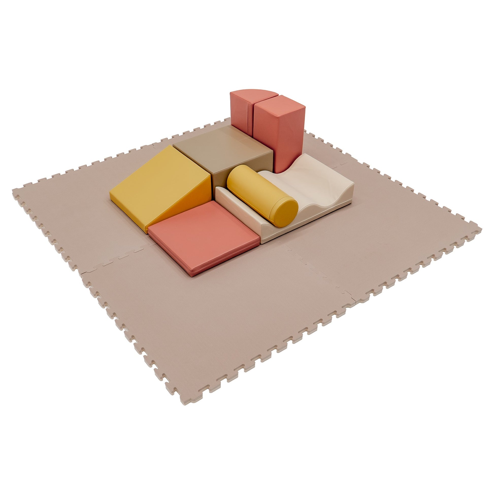 Large Foam Puzzle Mats - Beige / Dark Beige
