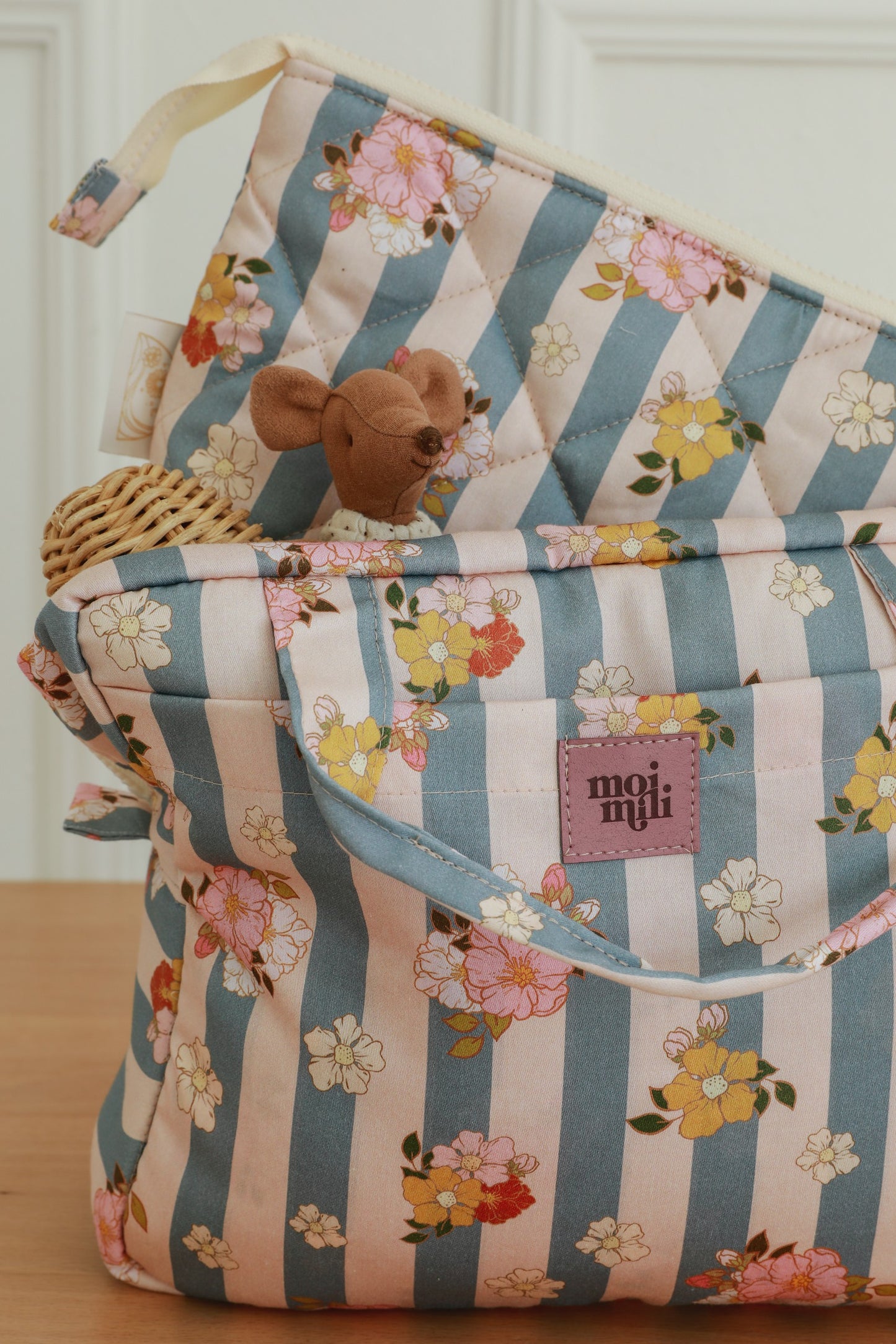 Make-Up Bag Set of 2 - Blue Stripes