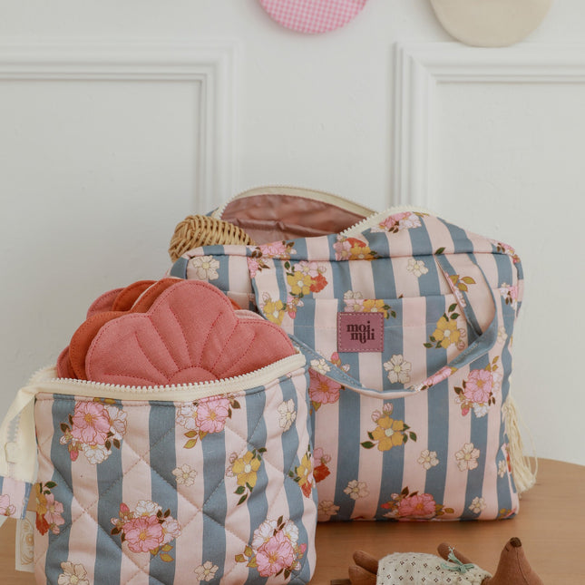 Make-Up Bag Set of 2 - Blue Stripes