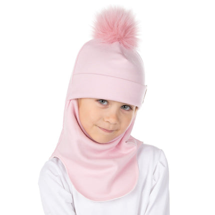 Light Pink Merino Wool Pom-Pom Balaclava