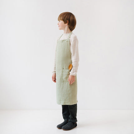 Linen Daily Apron for Kids - Sage
