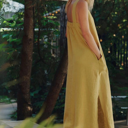 Linen Fugue Dress - Lemon Curry