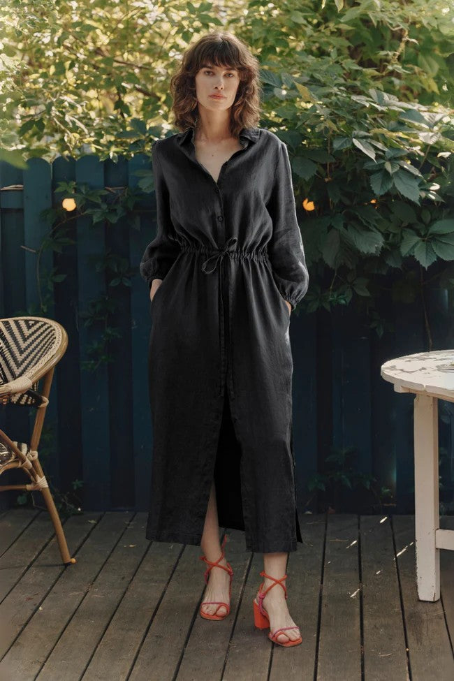 Linen Rhapsody Dress - Black