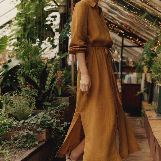 Linen Rhapsody Dress - Bronze