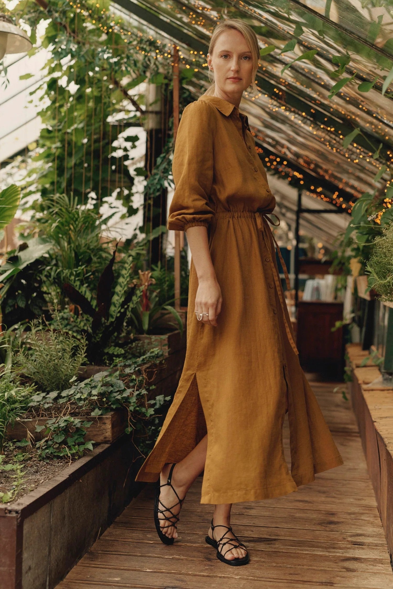 Linen Rhapsody Dress - Bronze