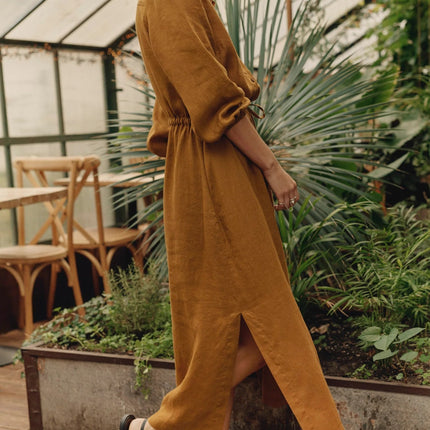 Linen Rhapsody Dress - Bronze