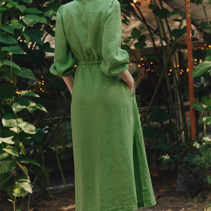 Linen Rhapsody Dress - Foliage Green