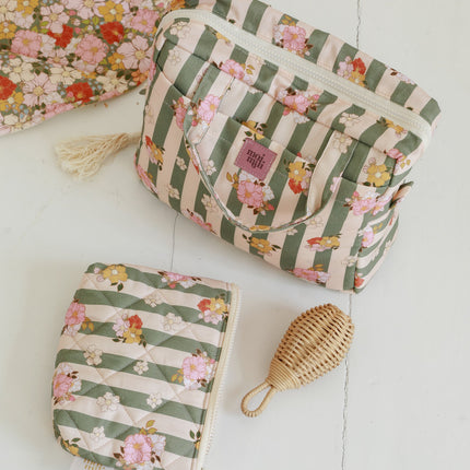 Make-Up Bag Set of 2 - Green Striped