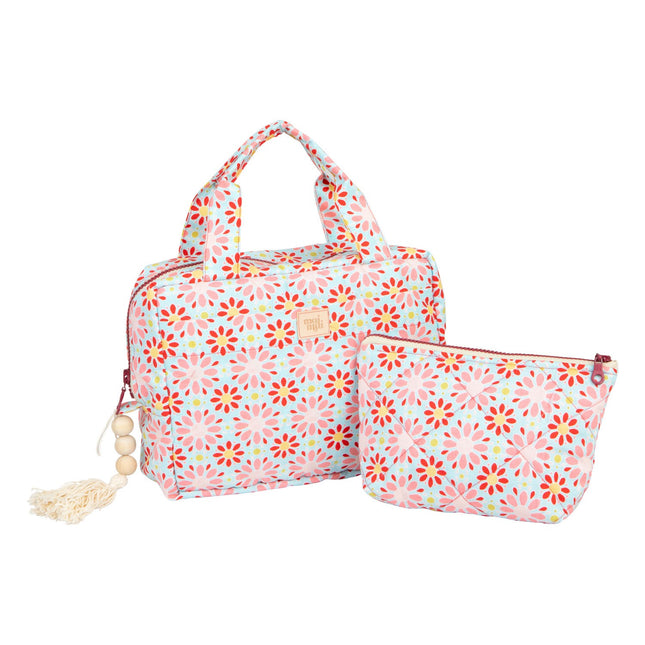 Make-Up Bag Set of 2 - Red Flowers