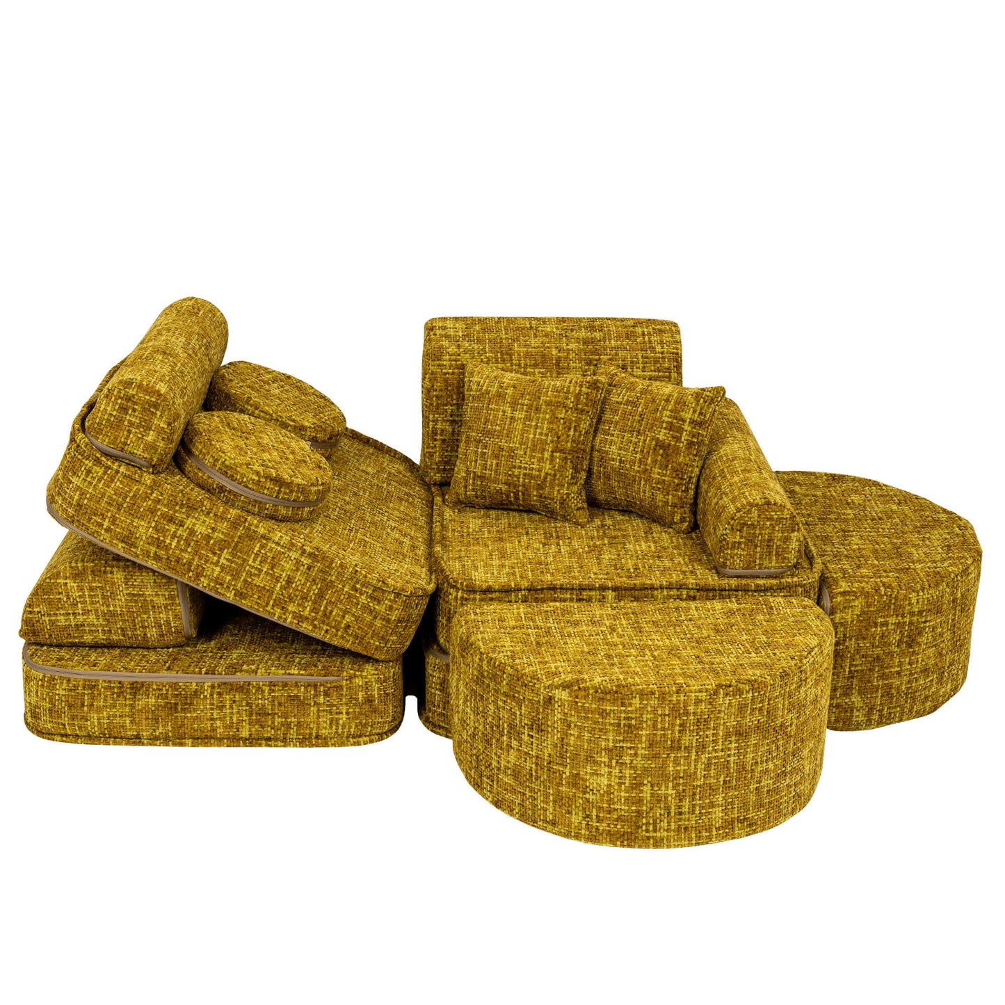 Medium Modular Sofa for Kids - Tangle Honey Mustard Plus