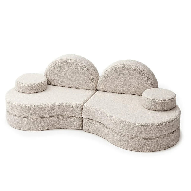 MeowBaby® Modular Sofa Coccolo for Kids – 6 Piece, Bearly Light Gray