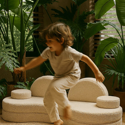 MeowBaby® Modular Sofa Coccolo for Kids – 6 Piece, Bearly Off-White