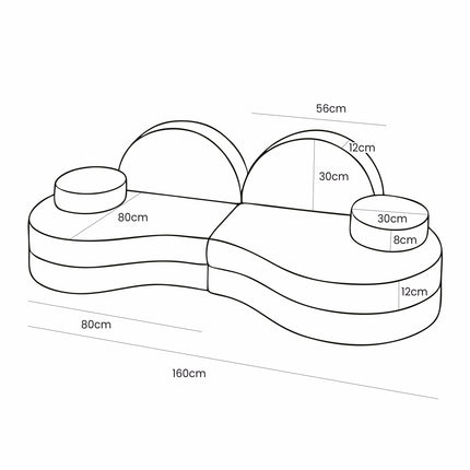 MeowBaby® Modular Sofa Coccolo for Kids – 6 Piece, Bearly Cream