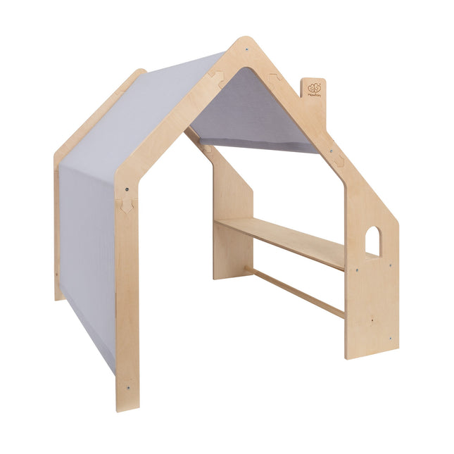 House in White Wood for Kids - Blue Roof - LoveStyle World