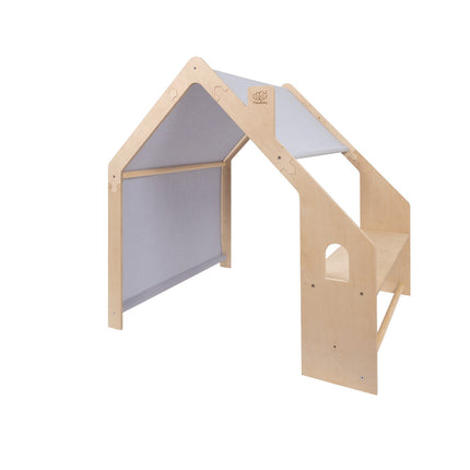 MeowBaby® Natural Wooden House for Kids - Blue Roof