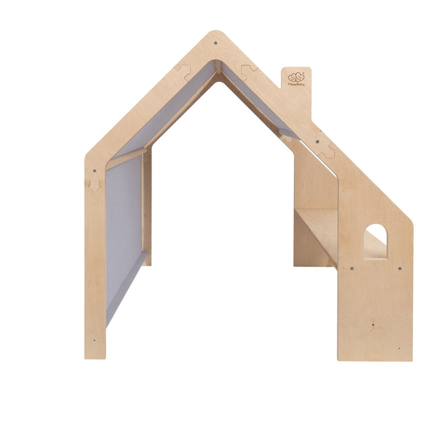 House in Natural Wood for Kids - Blue Roof - LoveStyle World