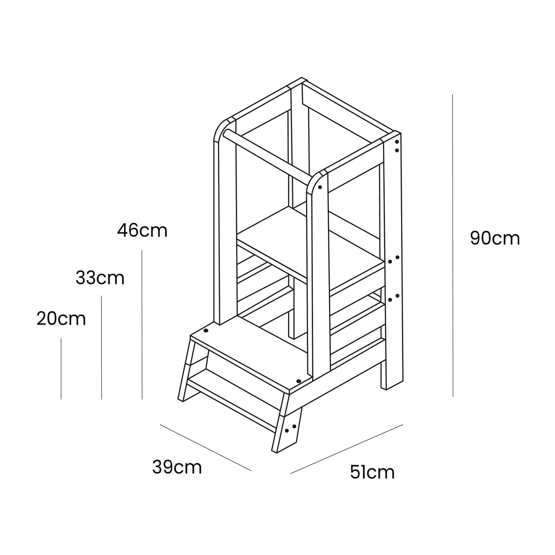 MeowBaby Wooden Kitchen Helper for Children - Blue