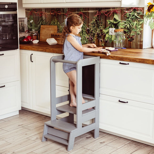 Kitchen Helper for Children with Board - Dark Grey - LoveStyle World