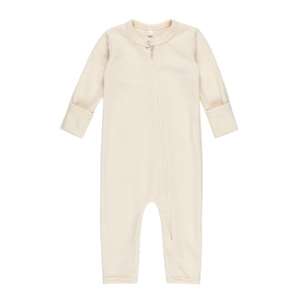 Merino Wool Baby Overall – White