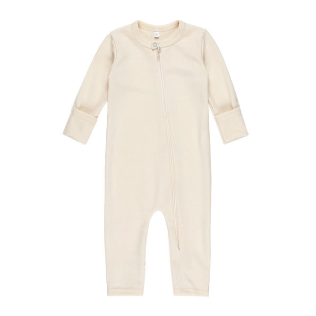 Merino Wool Baby Overall – White