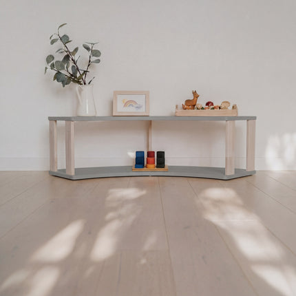 Modular Montessori Shelf Arch - 2 Shelves - Light grey/clear oil