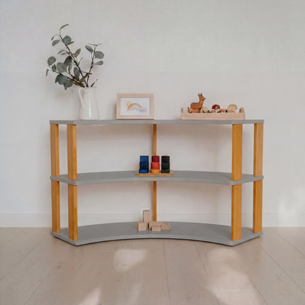 Modular Montessori Shelf Arch - 3 Shelves - Light grey/brownish oil