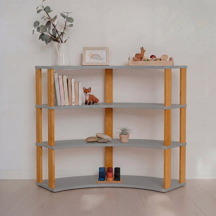 Modular Montessori Shelf Arch - 4 Shelves - Light grey/brownish oil