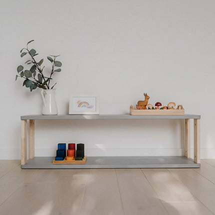 Modular Montessori Shelf Straight - 2 Shelves - Light grey/clear Oil