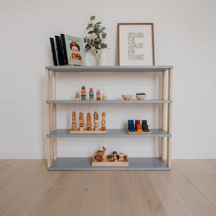 Modular Montessori Shelf Straight - 4 Shelves - Light grey/clear Oil