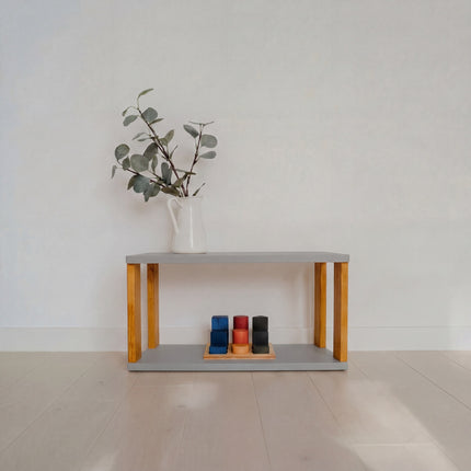 Modular Montessori Shelf Straight Mini - 2 Shelves - Light grey/brownish oil