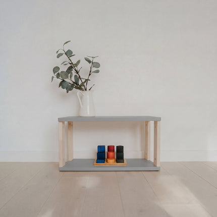 Modular Montessori Shelf Straight Mini - 2 Shelves - Light grey/clear oil