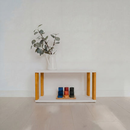 Modular Montessori Shelf Straight Mini - 2 Shelves - White/brownish oil