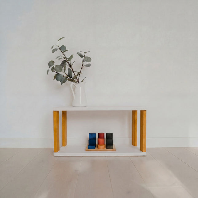 Modular Montessori Shelf Straight Mini - 2 Shelves - White/brownish oil