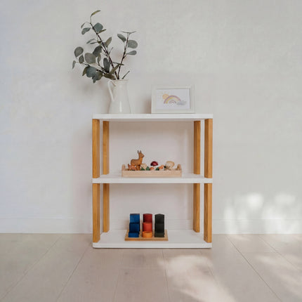 Modular Montessori Shelf Straight Mini - 3 Shelves - White/brownish oil
