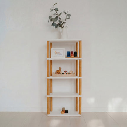 Modular Montessori Shelf Straight Mini - 5 Shelves - White/brownish oil