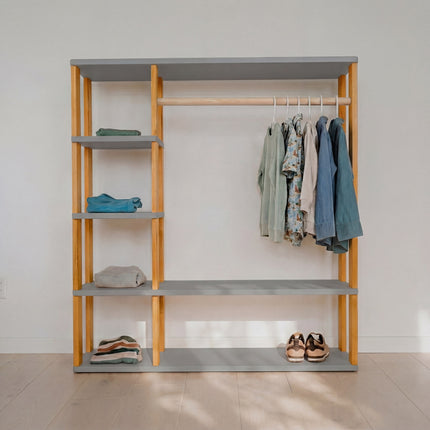 Modular Montessori Wardrobe - Light grey/brownish oil