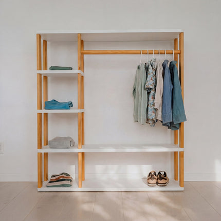Modular Montessori Wardrobe - White/brownish oil