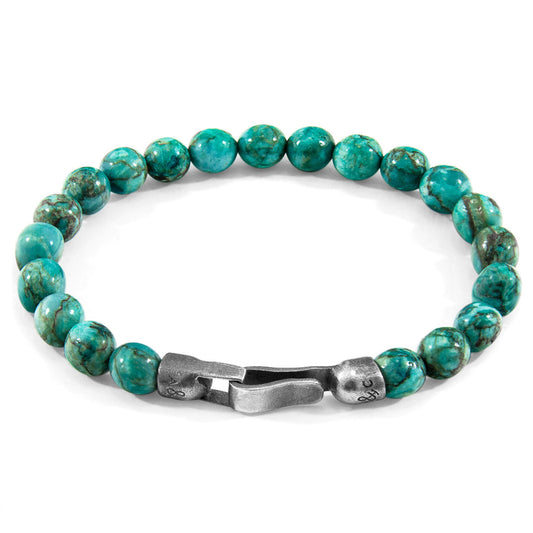 Nachi Silver and Stone Beaded Bracelet - Blue Turquoise